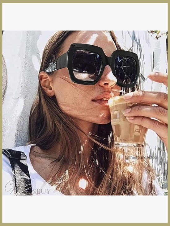 Luxury Oversized Square Sunglasses Women Retro UV400 Protection Non-Polarized main image 6